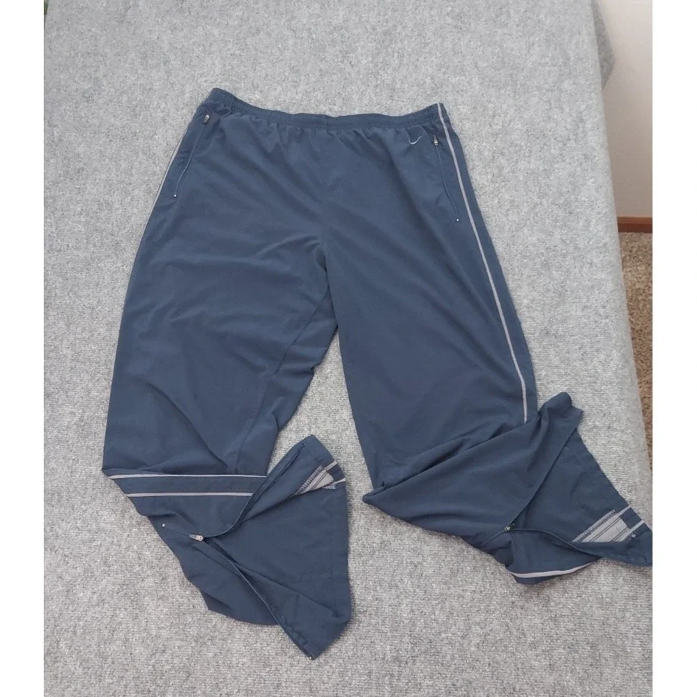Nike Track Pants Mens Extra Large Blue Dri Fit Zip Ankles‎ Pockets Lightweight